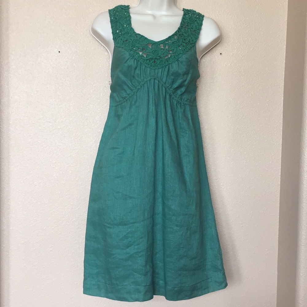 Max Studios Specialty Products Green Linen Dress M